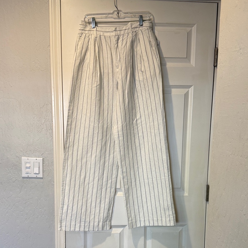 GAP Off-White Wide-Leg Pinstripe Chinos